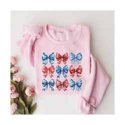 Coquette Fourth of July Sweatshirt, USA Shirt, Womens 4th of July Shirt, Red White and Blue, USA Graphic Trendy 4th of J