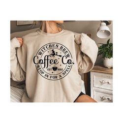 Witches Brew Sweatshirt,Halloween Sweatshirt ,Funny Coffee Co Crewneck Sweatshirt, Halloween Witches Pullover Sweater, F