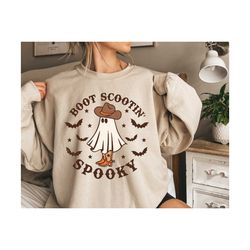 Boot Scootin Spooky Sweatshirt, Halloween Sweatshirt ,Cowboy Ghost Sweatshirt, Western Halloween Sweat, Cute Spooky Swea