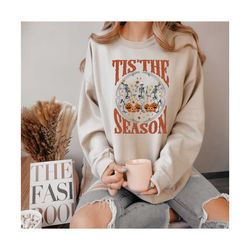 tis the season sweatshirt, fall shirt, pumpkin sweatshirt,spooky season tee, dancing skeleton sweatshirt,,pumpkin shirt