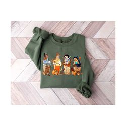 disney princess coffee sweatshirt, halloween disney princess sweatshirt, coffee lover sweatshirt, halloween disney coffe