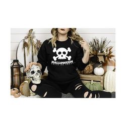 halloween trick or treat shirt, skull with bones shirt, halloween shirt, halloween gifts, human skull with crossed bones