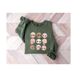 halloween sweatshirt, skull shirt, fall shirt, halloween shirt, halloween gift, funny halloween tee, cute skull shirt, g