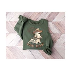 halloween boo haw sweatshirt, retro halloween sweatshirt, vintage halloween sweatshirt, cowboy halloween shirt, cowgirl