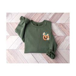 floral pumpkin pocket size sweatshirt,fall pumpkin shirt,halloween pumpkin shirt,fall shirt for woman,autumn sweatshirt,