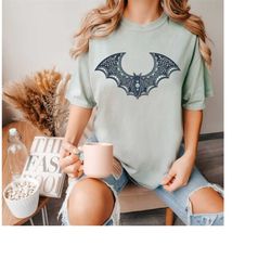 Comfort Colors Fall Halloween Bat Shirt, Black Bat Shirt, Cute Halloween Shirt, Vintage Inspired Tshirt, Spooky Bat, Bat