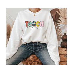 Gift for Teacher, Christmas Teach Gift, Boho Rainbow Teacher Sweater, Fall Teaching Clothes, Teacher Thanksgiving Gift,