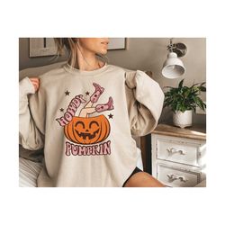 howdy pumpkin western halloween sweatshirt, western halloween shirt, vintage sweater, pumpkin shirt, cute pumpkin hallow