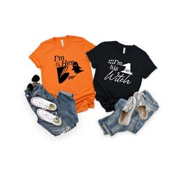 i'm her boo and i'm his witch shirt,his and her halloween outfit,halloween couples matching tee,wife and husband hallowe