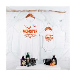 momster shirt, little momster shirt, momster halloween shirt, halloween mom and child matching shirt, halloween family s