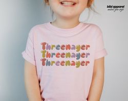 3rd birthday shirt, threenager shirt, boy, groovy, toddler shirt, threenager