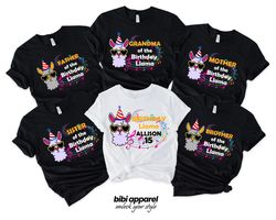 personalized llama birthday shirt, family birthday shirt, llama birthday girl shirt, mama llama, daddy llama, sister lla