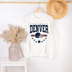 denver football sweatshirt, vintage style denver football crewneck sweatshirt, america football hoodie, football fan