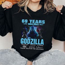 godzilla 69th anniversary 1954 2023 thank you for the memories signatures shirt sweatshirt hoodie