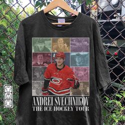 andrei svechnikov carolina ice hockey merch shirt, hurricanes vintage 90s bootleg sweatshirts, hockey american eras tour