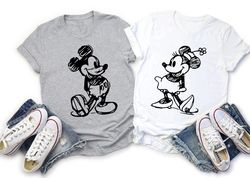 vintage mickey and minnie shirt, mickey sketch, minnie sketch, vintage mickey minnie, disney family vacation, disney kid