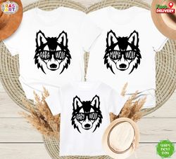 wolf pack shirts, family wolf pack tees, family matching t-shirts, mama wolf shirt, papa wolf shirt, wolf lover shirt, w