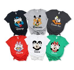 custom disney characters shirts, disney family vacation shirts, disney matching tshirt, disney family shirt, disney trip