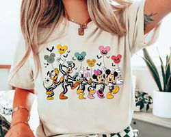 mickey and friends skeleton halloween shirt, disney halloween shirt, spooky season shirt, disneyland horror witch tee, d