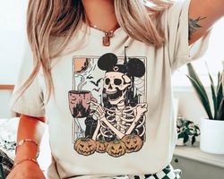 mickey skeleton halloween shirt, disney halloween pumpkin shirt, trick or treat shirt, spooky season shirt, halloween pa