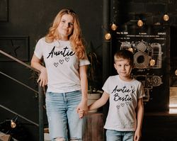 aunties bestie matching set, personalized matching shirts, auntie niece clothing, customizable family outfit, aunties be