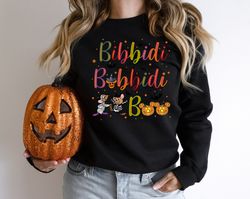 bibbidi bobbidi boo halloween sweatshirt, jaq and gus halloween sweatshirt, mickey pumpkin sweatshirt, disney halloween