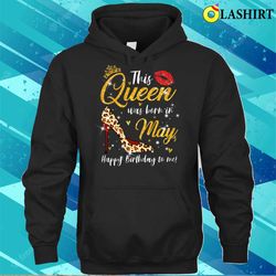 leopard this queen was born in may happy birthday to me t-shirt - olashirt