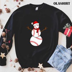 new christmas baseball balls santa snowman t-shirt - olashirt