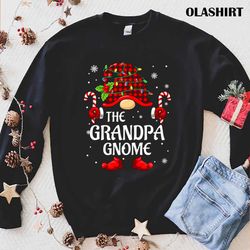 funny grandpa gnome family christmas pajama grandpa gnome t-shirt - olashirt