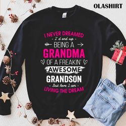 new grandma from grandson christmas xmas i never dream t-shirt - olashirt