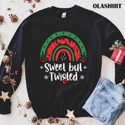 new sweet but twisted funny candy cane christmas rainbow t-shirt - olashirt