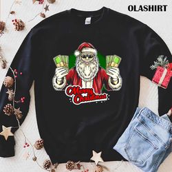 santa claus merry christmas ugly christmas t-shirt - olashirt