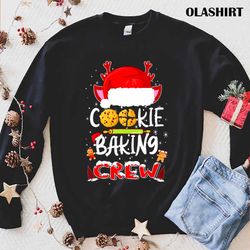 official cookie baking crew christmas pj santa hat family marching t-shirt - olashirt