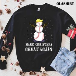 new make christmas great again baseball snowman balls snow t-shirt - olashirt