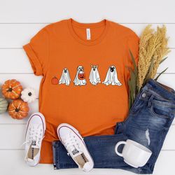 halloween shirt, halloween t-shirt, ghost shirt, halloween dog t-shirt, ghost dog shirt, 2023 happy halloween, retro spo