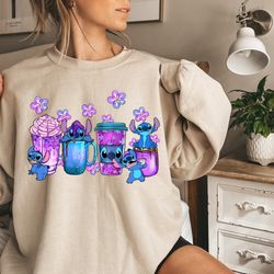 stitch and angel sweatshirt, hot drinks shirt, couple sweatshirt, disney shirt, valentines day shirt, love shirt, coffee