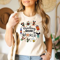 drinking around the world christmas shirt, vintage magic kingdom trip, holiday season, mickey merry xmas matching, micke