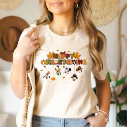 happy thanksgiving shirt, disney characters happy thanksgiving shirt, disney fall vibes, disney thanksgiving tee, happy