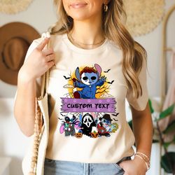 personalized stitch halloween costume horror characters shirt, horror movie halloween characters shirt, stitch horror ha