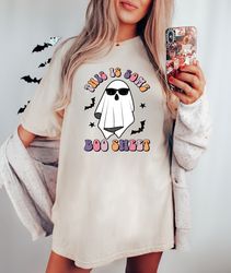 this is some boo sheet shirt, funny halloween shirt women, halloween graphic tee, funny ghost graphic tee, halloween gif