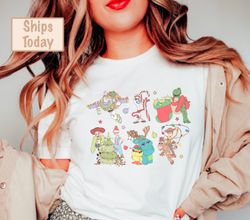 toy story characters merry christmas sweatshirt, xmas baubles t-shirt, buzz woody and friends xmas tee, magic kingdom ma