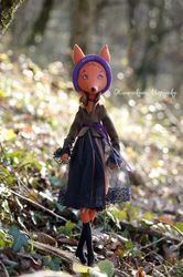 Handmade doll fox - dressed up animal toy - OOAK doll - girl's gift