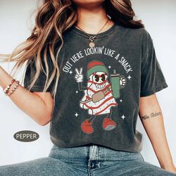 boojee out here lookin like a snack shirt, little debbie christmas tree cake t-shirt, christmas tree cake shirt, boojee