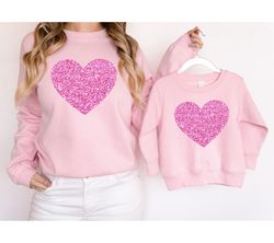 glitter heart sweatshirt, valentines day mommy and me outfits, toddler girl valentines day tshirts, cute valentine tee c