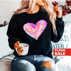 heart sweatshirt, retro valentines day shirt for women, valentine sweatshirt gift for wife christmas gift womens valenti