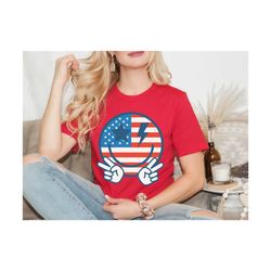 retro happy face july 4 shirt,american flag smile face shirt,4th of july shirt,american flag shirt, 4th of july face ,in