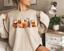 fall coffee shirt, cute fall sweatshirt, coffee lover tee shirt, halloween pumpkin latte drink cup, pumpkin spice shirt,