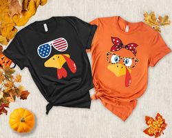 fall mom and dad t-shirt, cute turkey fall thanksgiving shirt, thanksgiving family matching shirt,turkey face shirt,funn