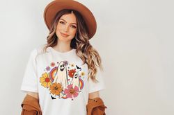 halloween ghost shirt, floral ghost shirt, vintage floral ghost halloween shirt,autumn shirt,cute ghost,retro fall shirt