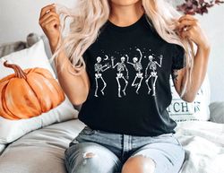 halloween party dancing skeleton shirt, skeletons happy halloween shirt, halloween tee, skeleton dancing halloween shirt